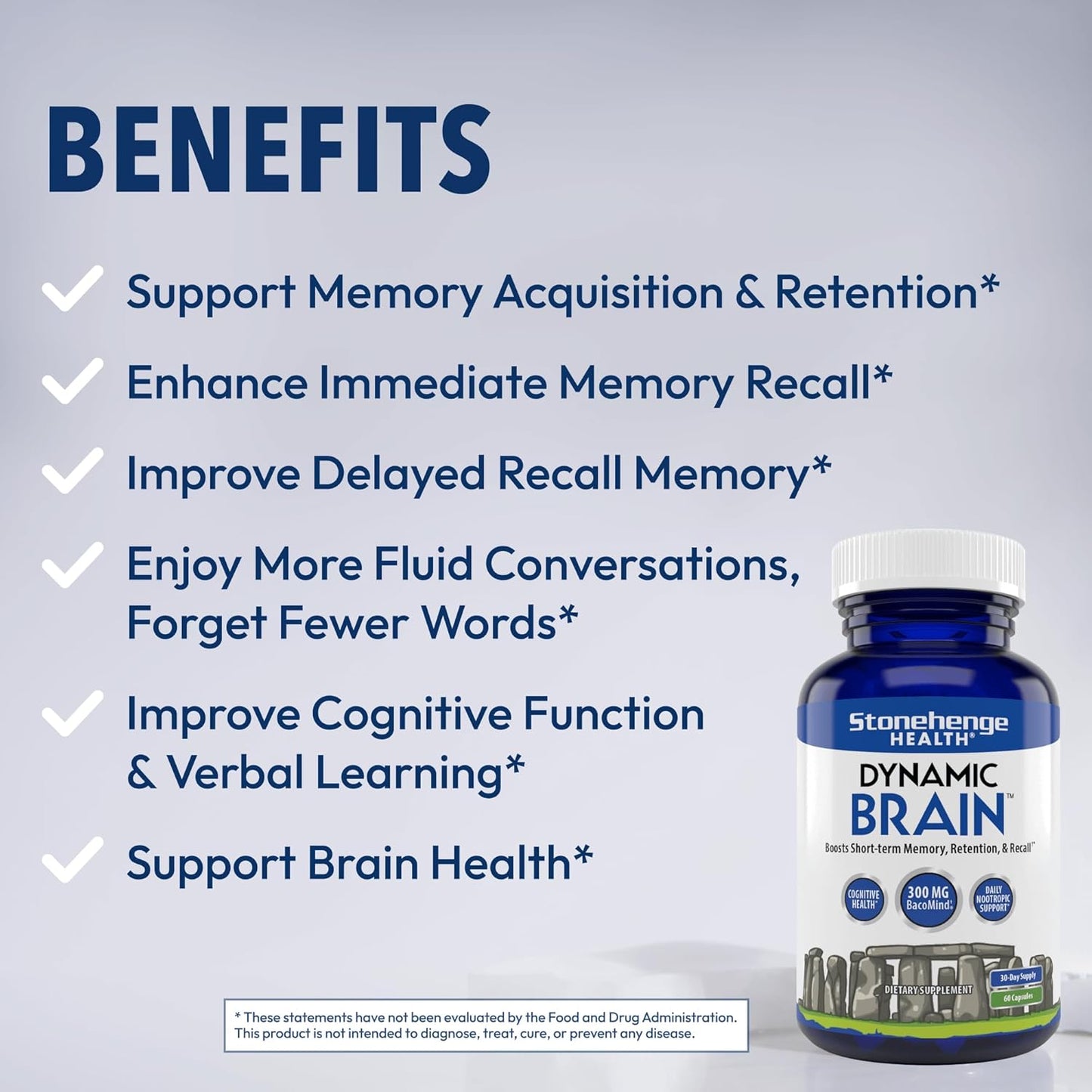 Stonehenge Health Dynamic Brain – Advanced Nootropic Supplement for Memory, Focus & Clarity( Pack of 2)