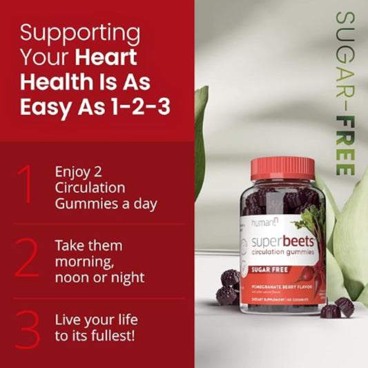 humanN SuperBeets Circulation Gummies – 60 Count Heart-Healthy Energy with Grape Seed Extract & Beet Root Powder