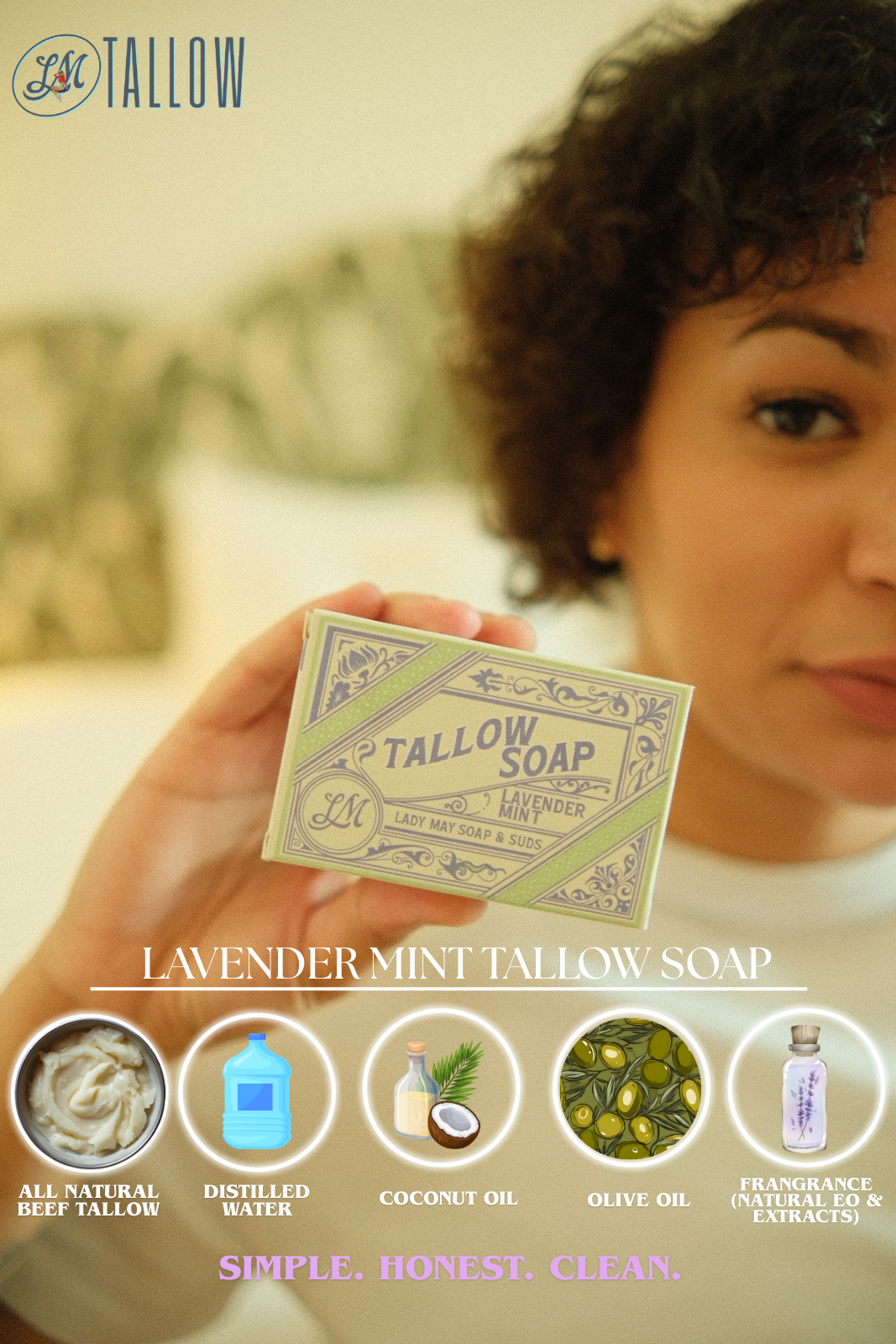 LADY MAY - All-Natural Tallow Soap – Lavender Mint & Unscented