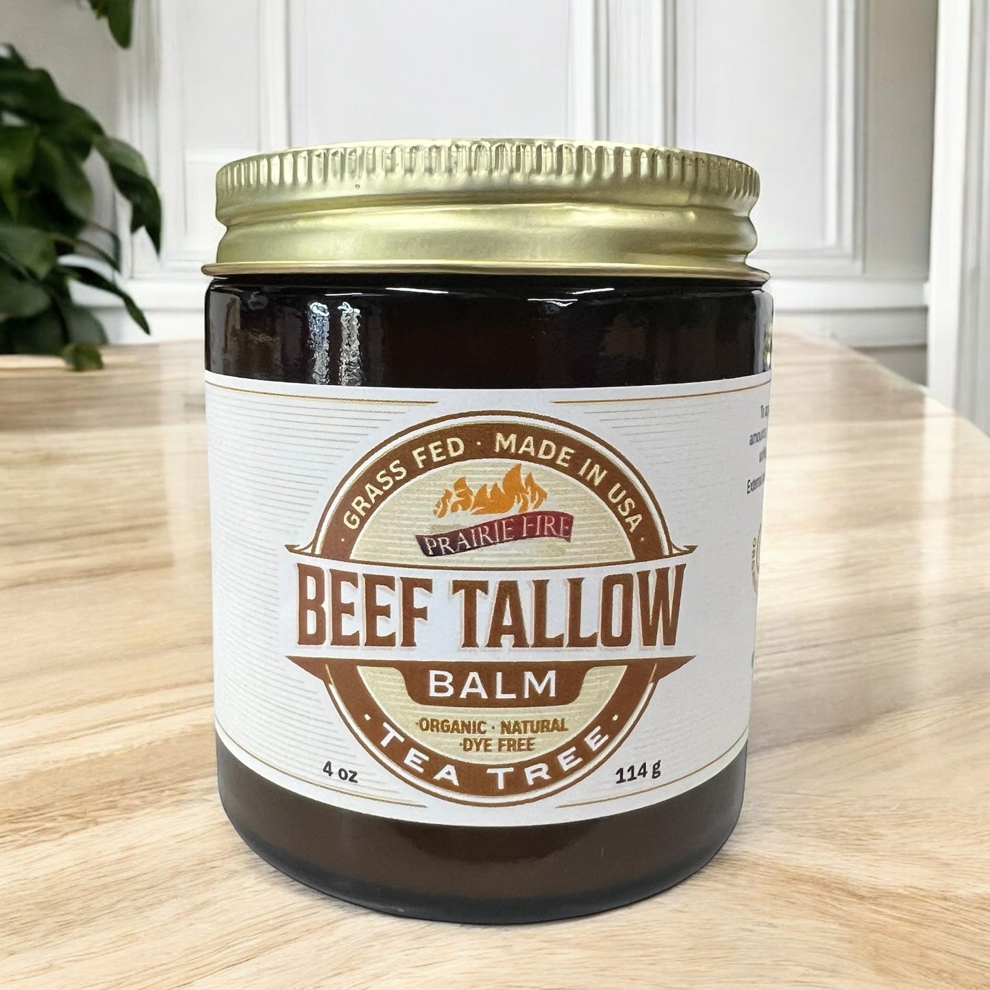 PRAIRIE FIRE - Beef Tallow Balm - 4 oz - Made in USA - Organic Grass Fed and Finished Tallow - Moisturizing Skin Care