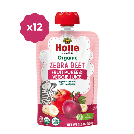 Holle Baby Food Pouches - Organic Fruit & Veggie Puree - Zebra Beet
