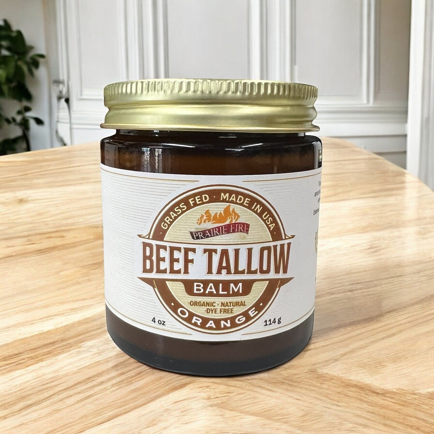 PRAIRIE FIRE - Beef Tallow Balm - 4 oz - Made in USA - Organic Grass Fed and Finished Tallow - Moisturizing Skin Care