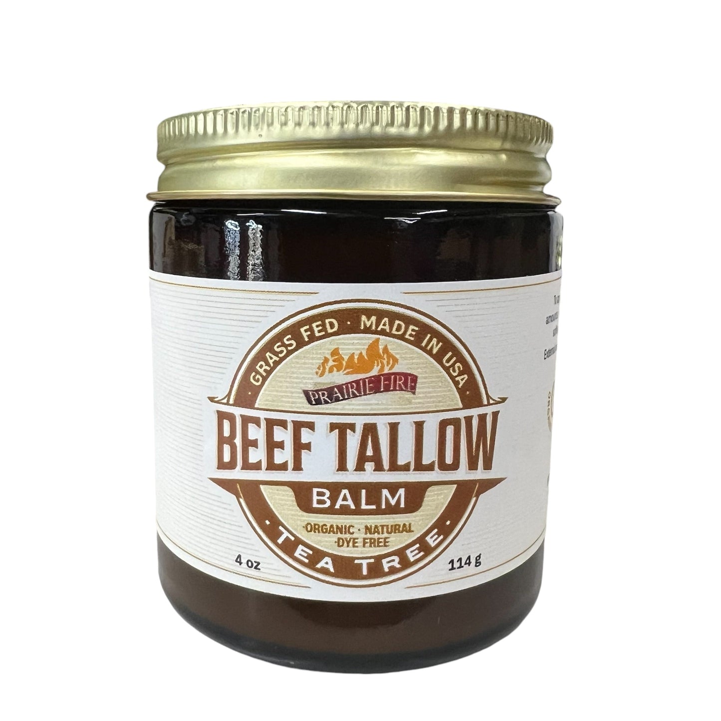 PRAIRIE FIRE - Beef Tallow Balm - 4 oz - Made in USA - Organic Grass Fed and Finished Tallow - Moisturizing Skin Care