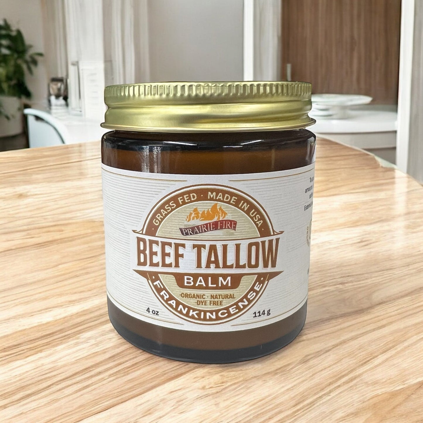 PRAIRIE FIRE - Beef Tallow Balm - 4 oz - Made in USA - Organic Grass Fed and Finished Tallow - Moisturizing Skin Care