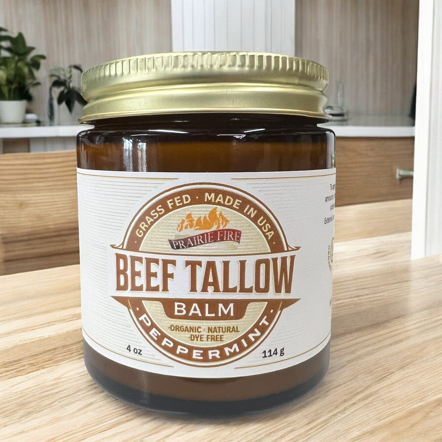 PRAIRIE FIRE - Beef Tallow Balm - 4 oz - Made in USA - Organic Grass Fed and Finished Tallow - Moisturizing Skin Care