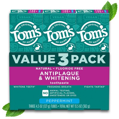 Tom's of Maine Antiplaque and Whitening Toothpaste 4.5oz/3pk - Imperfect Box