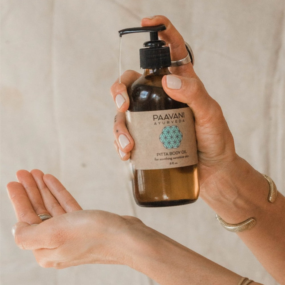 Paavani Ayurveda - Pitta Body Oil | Cooling Ayurvedic Abhyanga Oil for Sensitive Skin