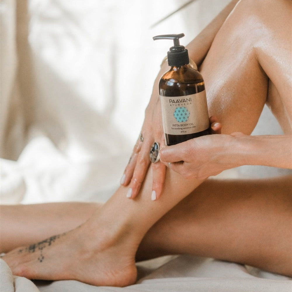 Paavani Ayurveda - Pitta Body Oil | Cooling Ayurvedic Abhyanga Oil for Sensitive Skin