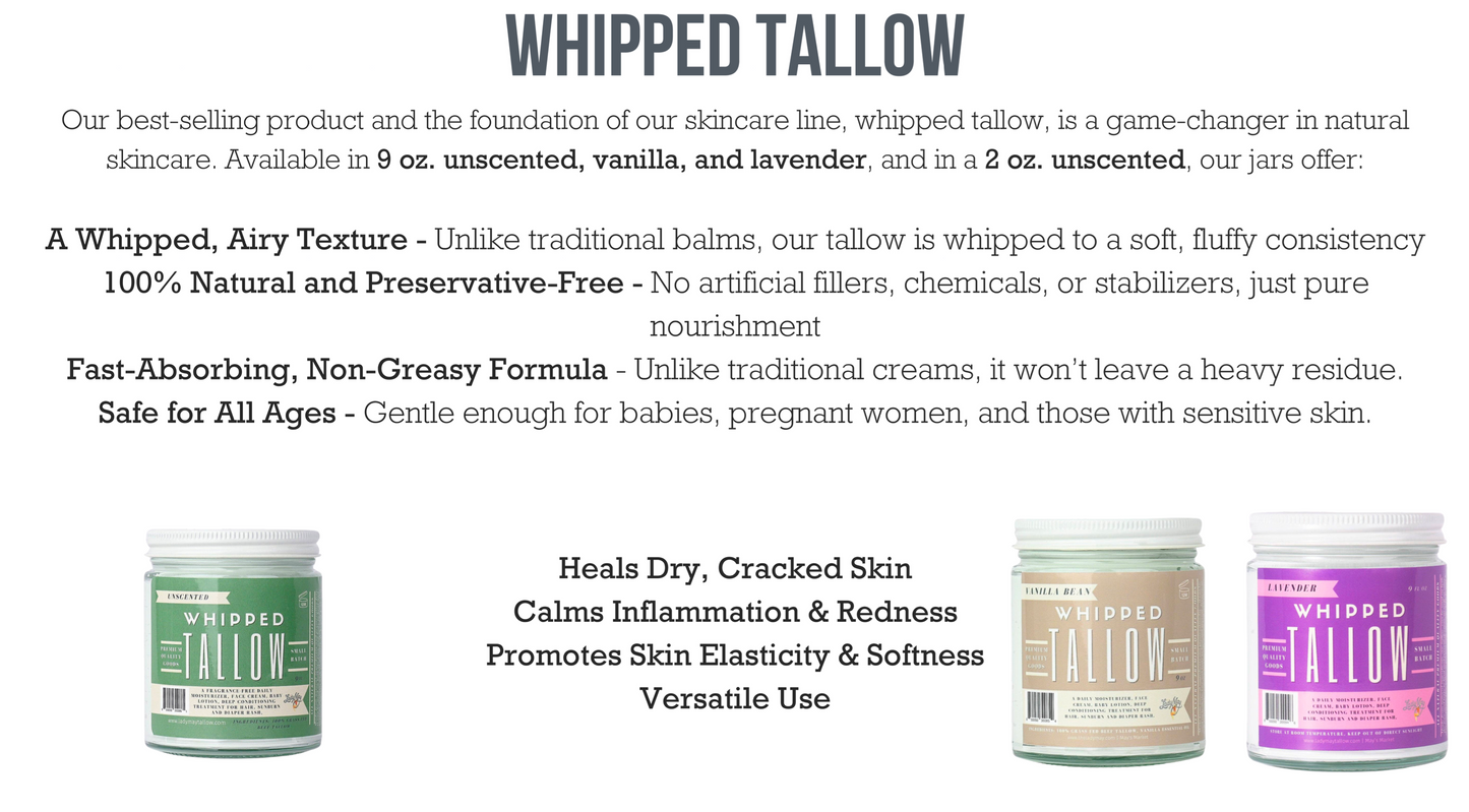 Tallow Skincare Collection – Unscented (9oz) | Lady May Tallow
