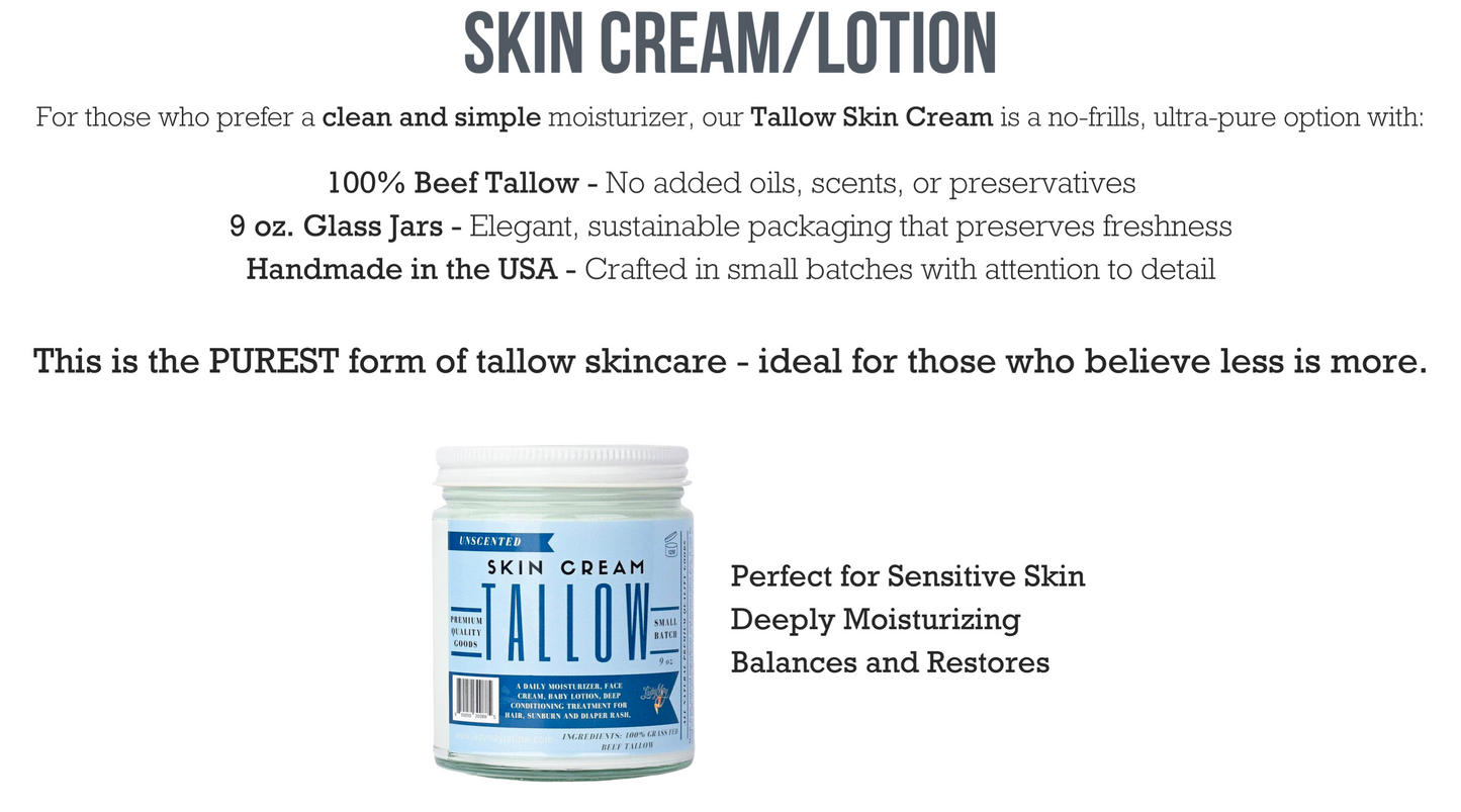Unscented Tallow Lotion – Pure, Preservative-Free One Ingredient Moisturizer by Lady May Tallow