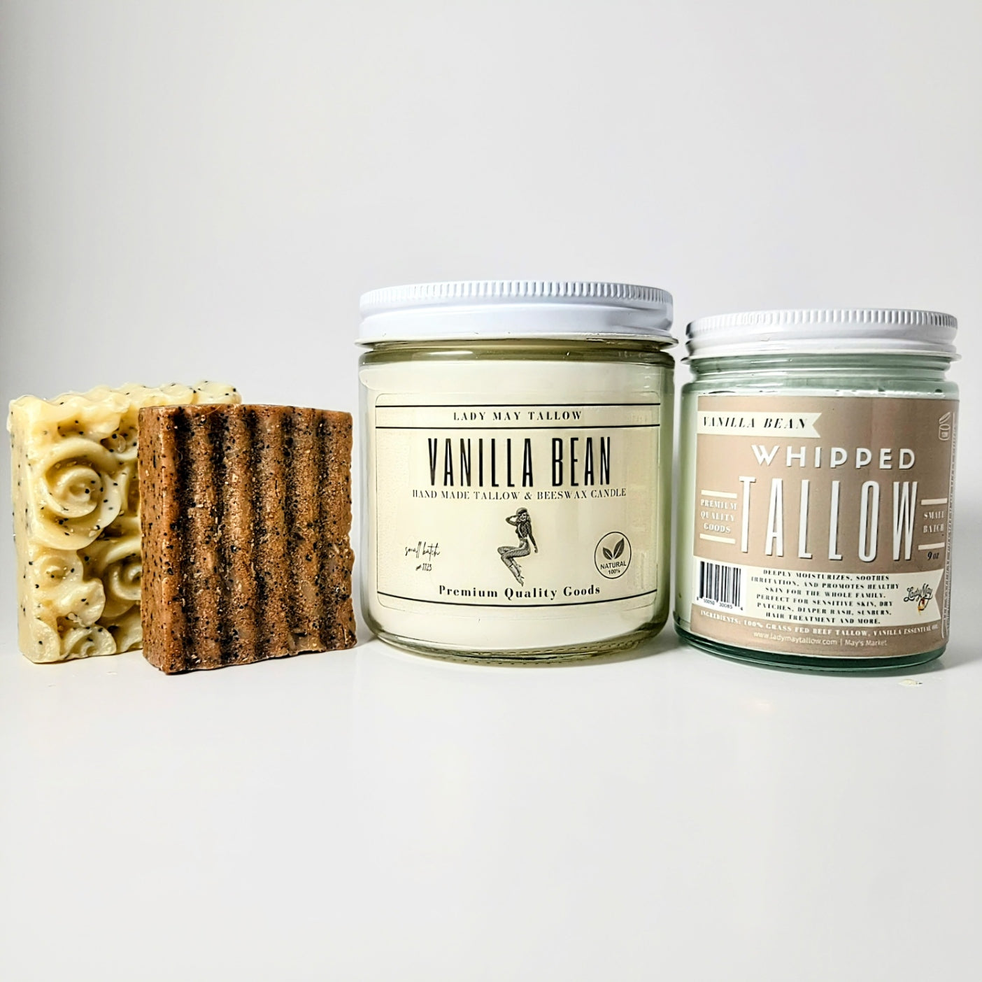 All-Natural Vanilla Gift Set | Whipped Tallow, Candle, and Soap