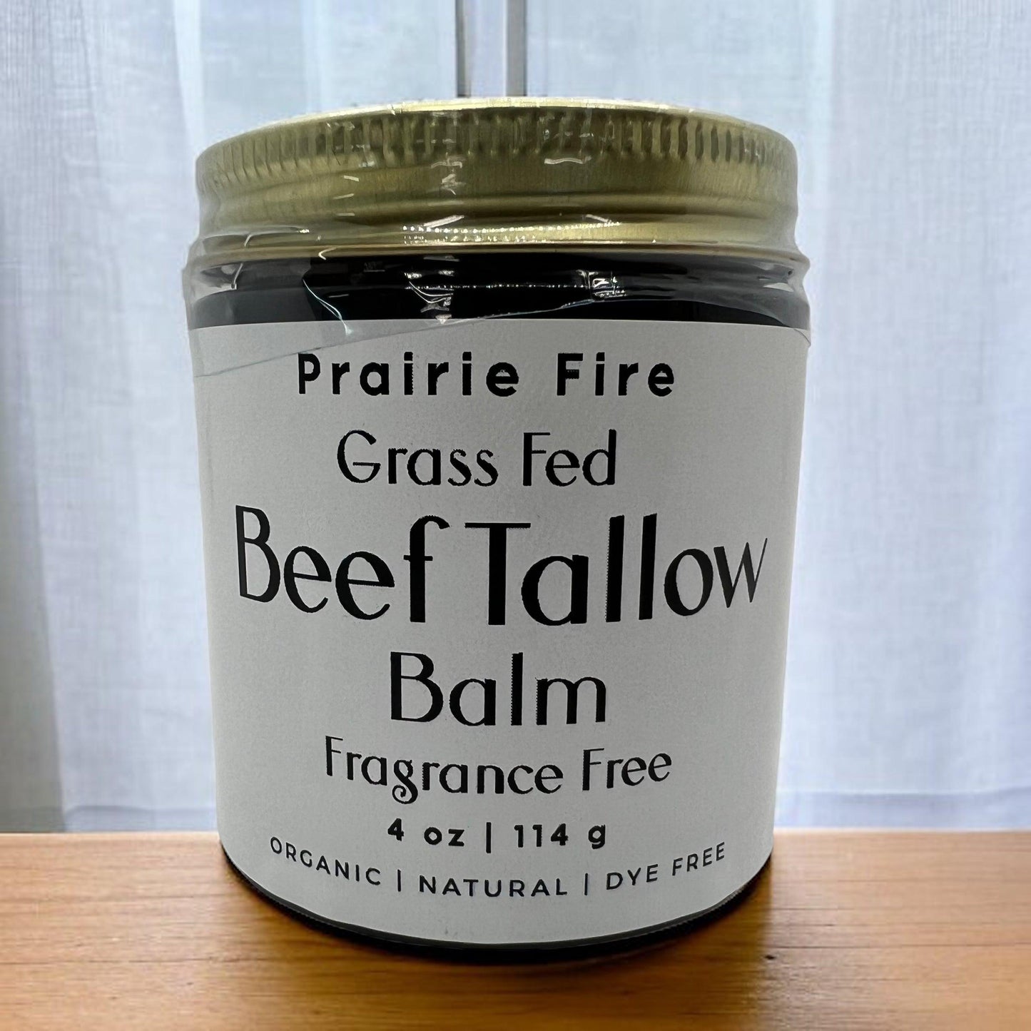 PRAIRIE FIRE - Beef Tallow Balm - 4 oz - Made in USA - Organic Grass Fed and Finished Tallow - Moisturizing Skin Care