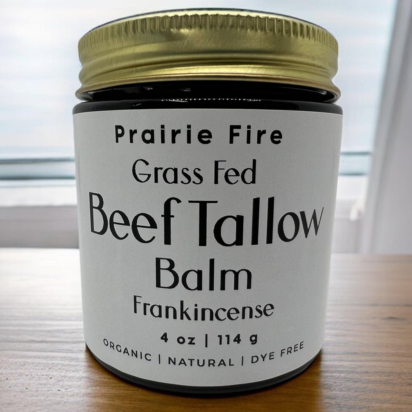 PRAIRIE FIRE - Beef Tallow Balm - 4 oz - Made in USA - Organic Grass Fed and Finished Tallow - Moisturizing Skin Care