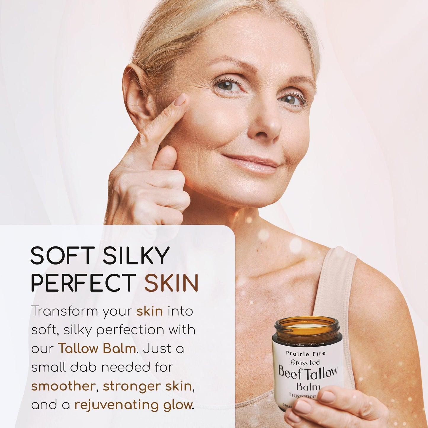 PRAIRIE FIRE - Beef Tallow Balm - 4 oz - Made in USA - Organic Grass Fed and Finished Tallow - Moisturizing Skin Care