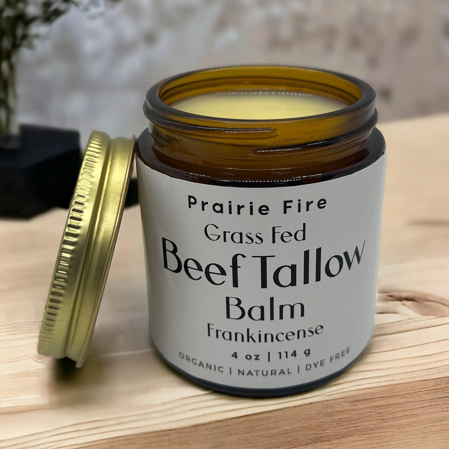 PRAIRIE FIRE - Beef Tallow Balm - 4 oz - Made in USA - Organic Grass Fed and Finished Tallow - Moisturizing Skin Care