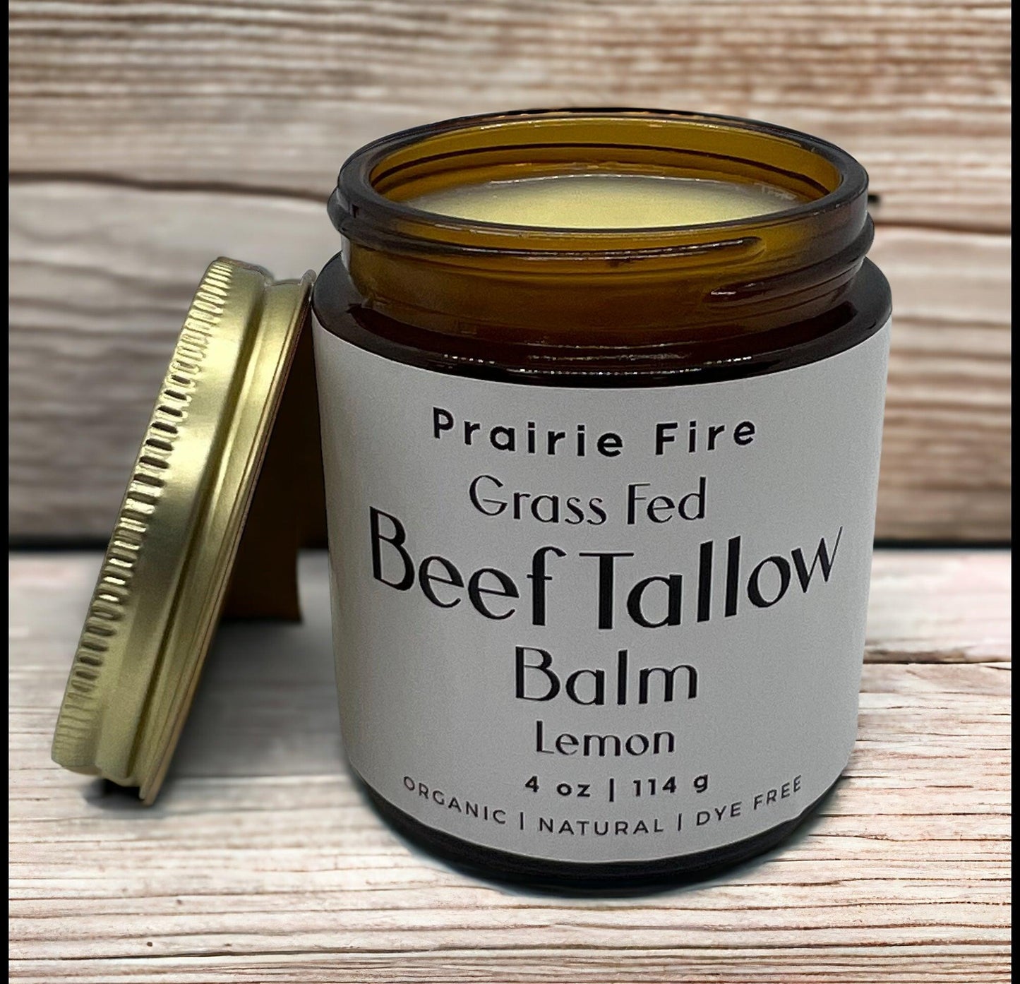 PRAIRIE FIRE - Beef Tallow Balm - 4 oz - Made in USA - Organic Grass Fed and Finished Tallow - Moisturizing Skin Care