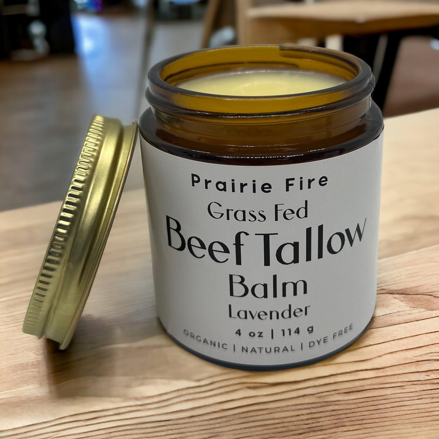 PRAIRIE FIRE - Beef Tallow Balm - 4 oz - Made in USA - Organic Grass Fed and Finished Tallow - Moisturizing Skin Care