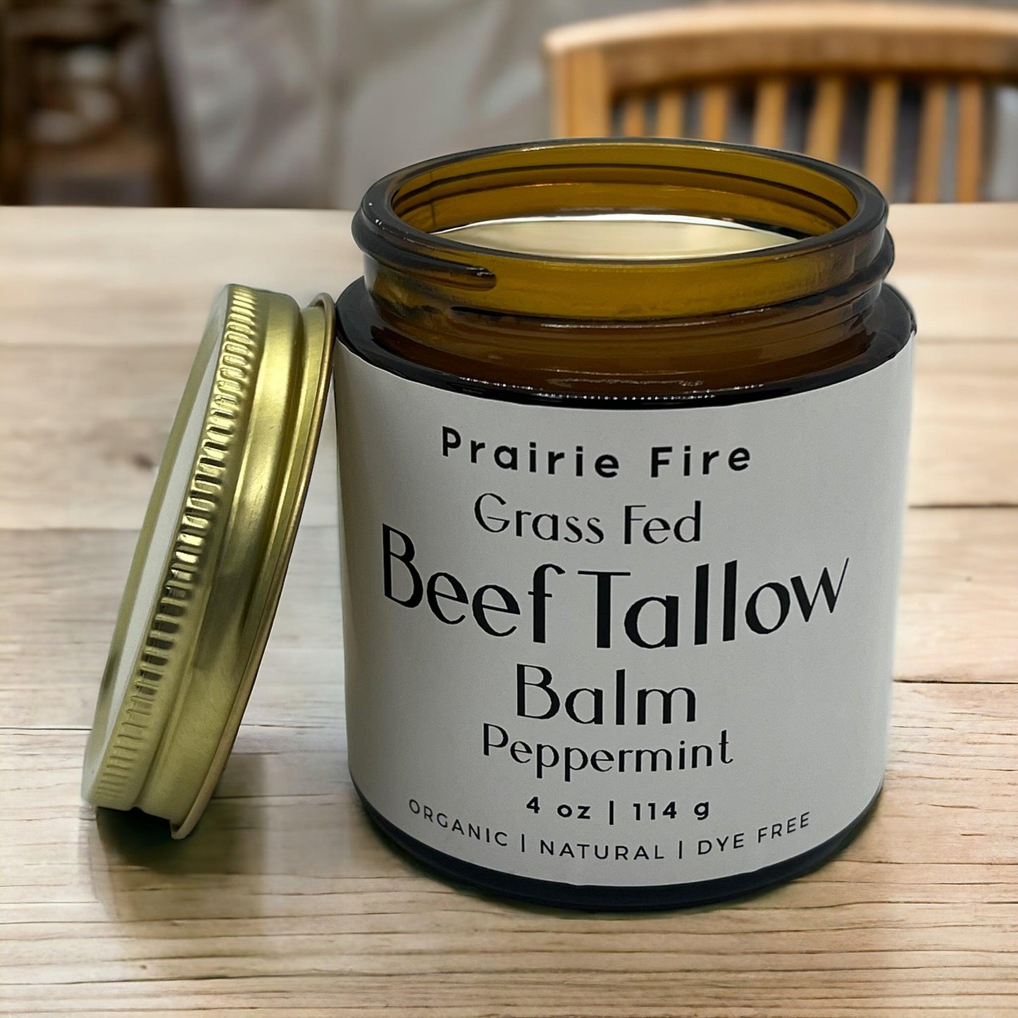 PRAIRIE FIRE - Beef Tallow Balm - 4 oz - Made in USA - Organic Grass Fed and Finished Tallow - Moisturizing Skin Care