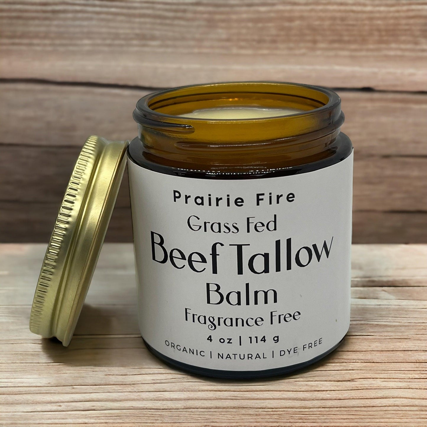 PRAIRIE FIRE - Beef Tallow Balm - 4 oz - Made in USA - Organic Grass Fed and Finished Tallow - Moisturizing Skin Care