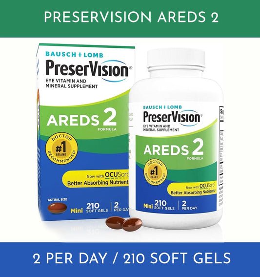 PreserVision AREDS 2 - 210 count Soft Gels - Eye Vitamin & Mineral Supplement - EXP 08/2027